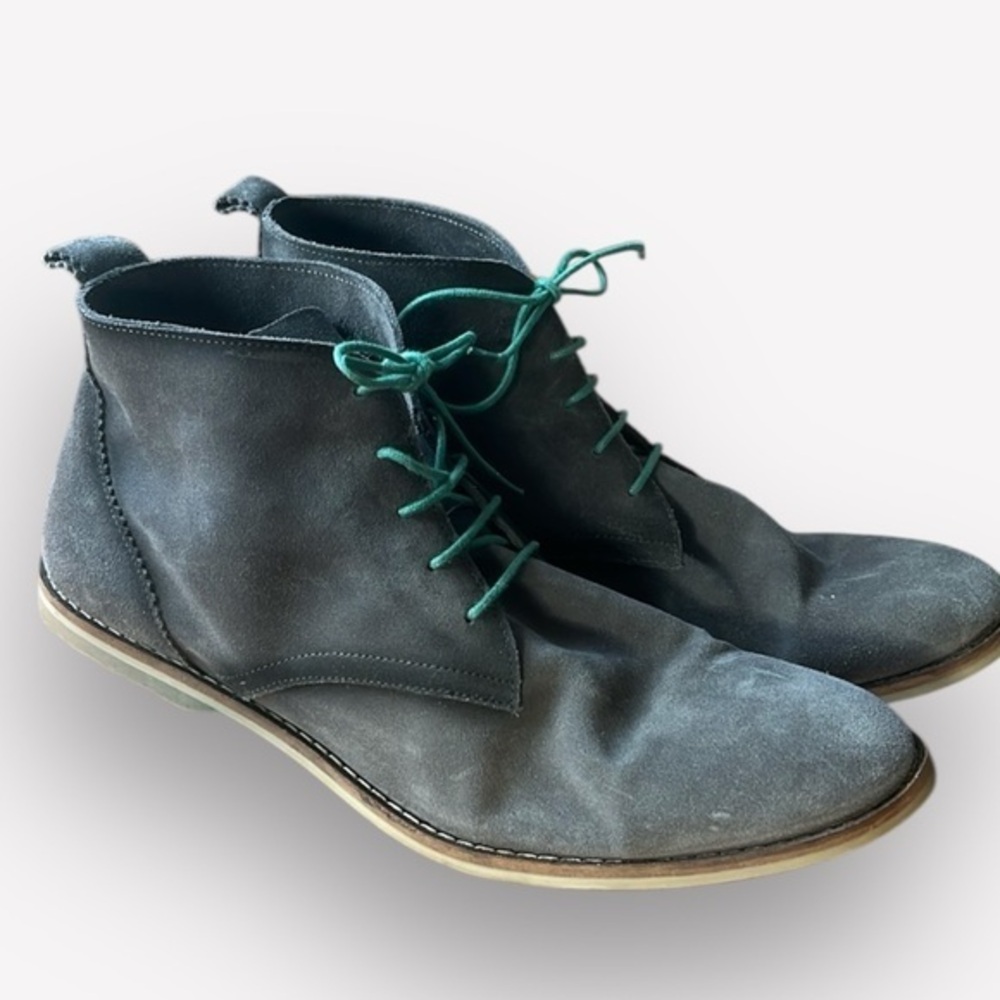 🇪🇸🥑Rogue suede chukka boots lace up charcoal gray green size 12